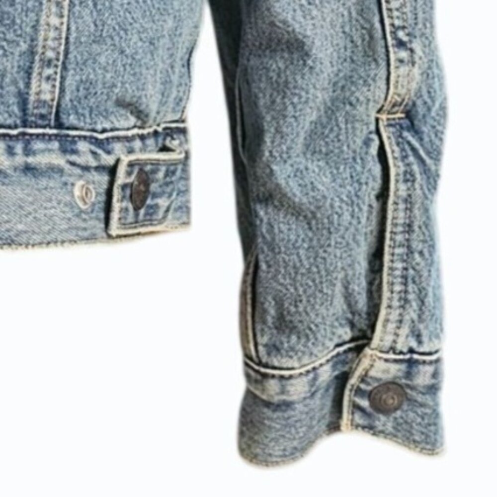 Levis Mens Sherpa-Lined Denim Trucker Jacket Blue Medium Warm Casual Outerwear - Picture 5 of 15